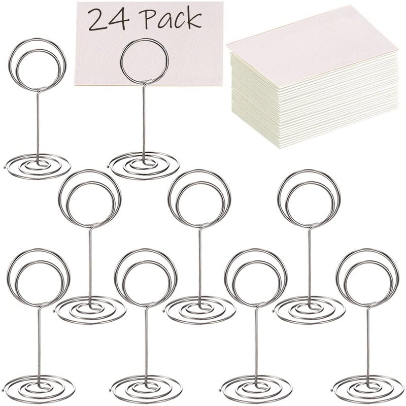 Toncoo 24 Pack Premium Table Number Holders and 24 Pcs Place Cards, Table Sign Stand, Photo Picture Holders Wedding Table Name Card Holder(Sliver) - Image 1